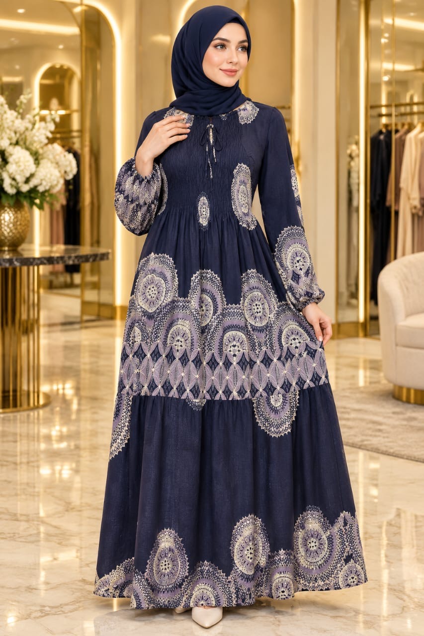 پیراهن نخی بلند وارداتی